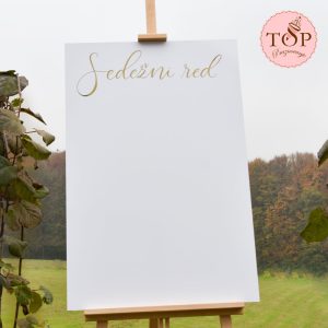 Bela akrilna tabla za sedežni red - izposoja TopPraznovanje.