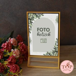 Napis za foto kotiček v zlatem okvirju izposoja toppraznovanje