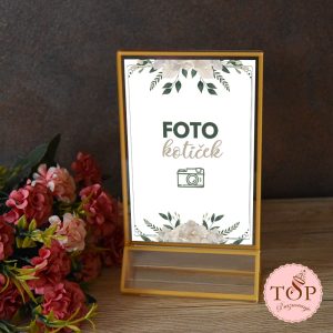 Napis foto kotiček v elegantnem zlatem okvirju - Izposoja TopPraznovanje