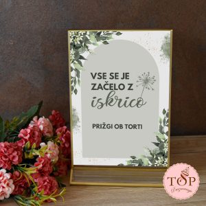 Izposoja napisa za kotiček s prskalicami: Vse se je začelo z iskrico - prižgi ob torti.