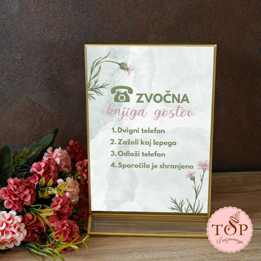 Izposoja napisa za zvočno knjigo gostov z nageljčki.