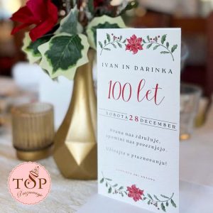Personaliziran poročni jedilnik z elegantnim dizajnom