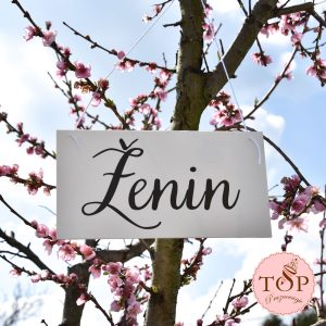 dekorativni bel napis za poročne stole Ženin & Nevesta