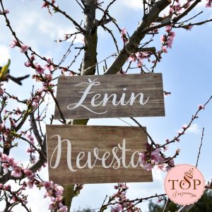 dekorativni napis za poročna stola Ženin & Nevesta