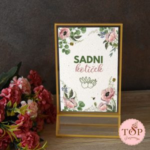 elegantna tablica sadni kotiček v zlatem okvirju za zabavo