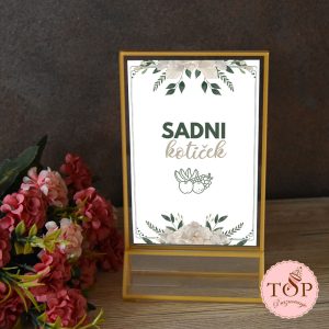 zlata akrilna tablica sadni kotiček za rojstnodnevno mizo s sadnimi nabodalci in osvežilnimi prigrizki